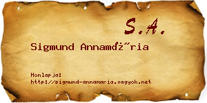 Sigmund Annamária névjegykártya